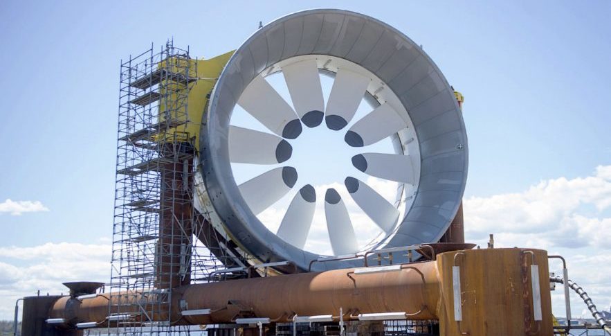 The turbine bieng used in the Bay of Fundy tidal energy project